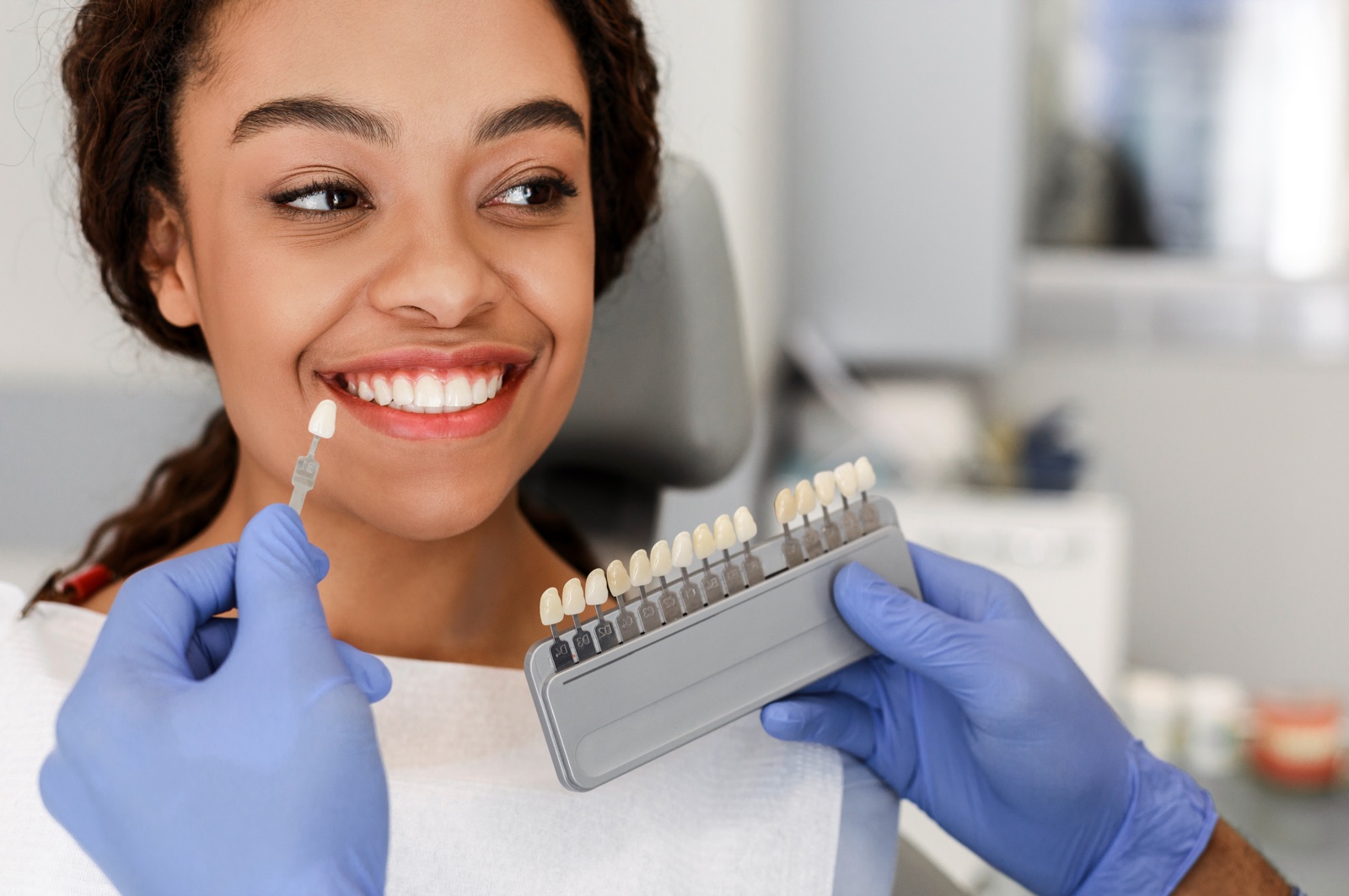 Riverside cosmetic dentistry, shade matching for veneers and whitening